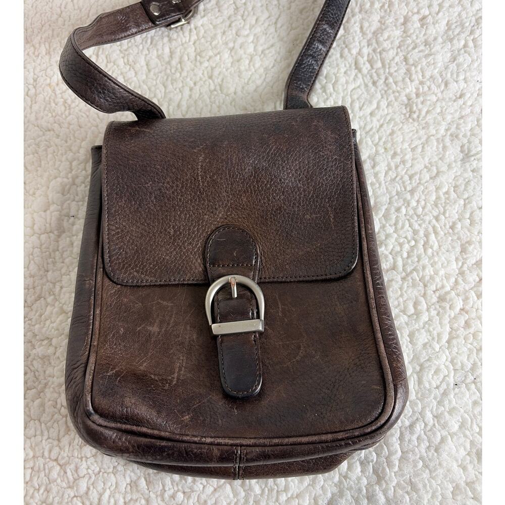 Vintage Eddie Bauer Brown Pebbled Leather Crossbody Purse